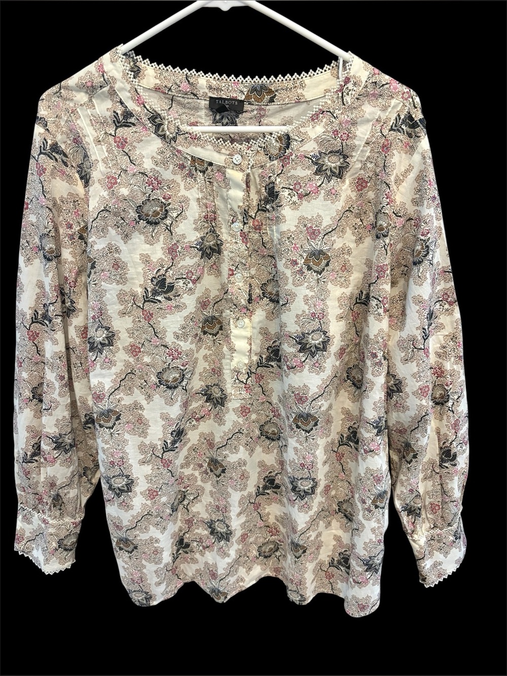Talbots Plus cotton front tab popover blouse size 2X
